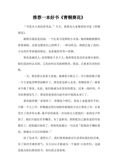 推荐一本好书青铜葵花写作文