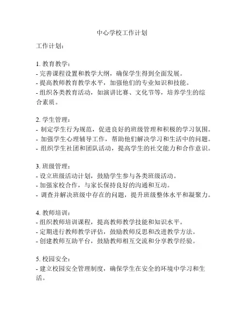 中心学校工作计划