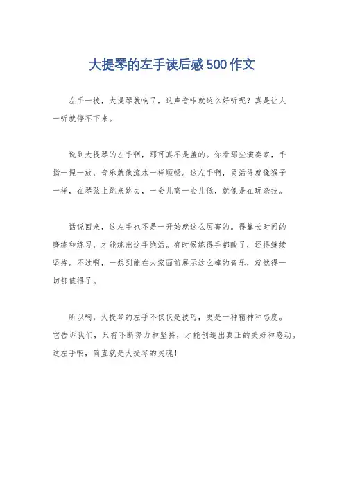 大提琴的左手读后感500作文