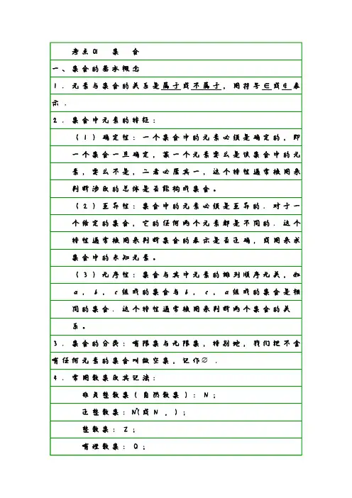 理科数学学霸笔记01 集合