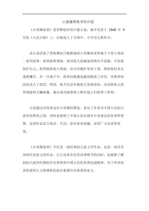 小英雄雨来书目介绍