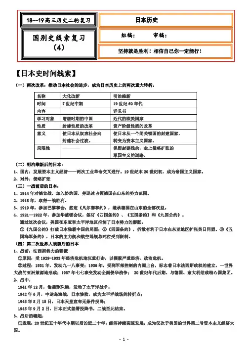 高三历史二轮：国别史(4)——日本