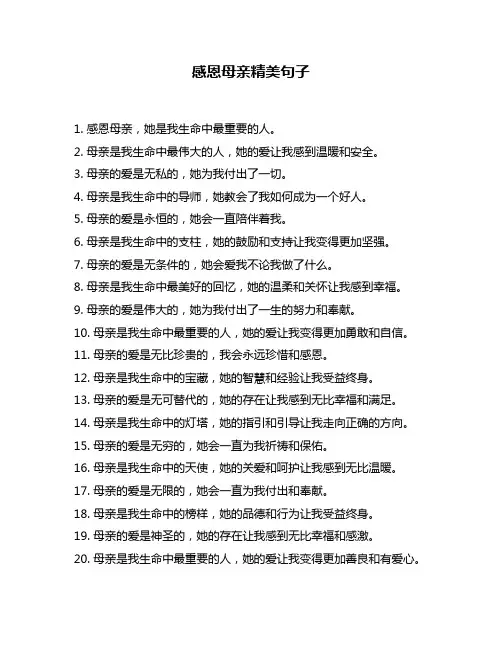 感恩母亲精美句子