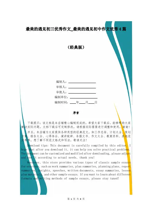 最美的遇见初三优秀作文_最美的遇见初中作文优秀4篇