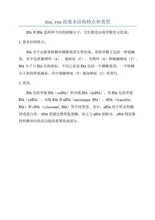 dna,rna的基本结构特点和类型