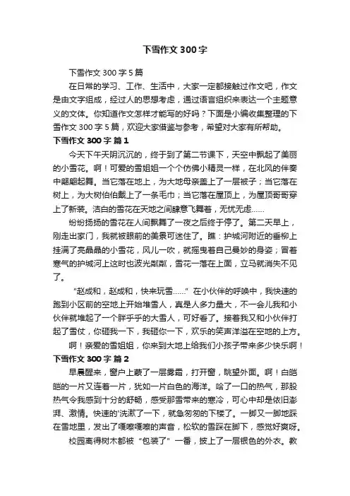 下雪作文300字5篇