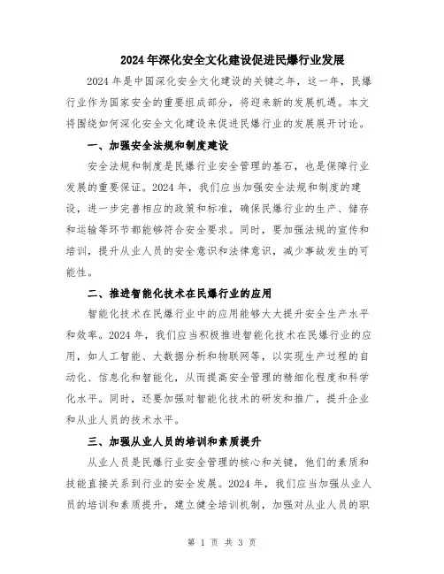 2024年深化安全文化建设促进民爆行业发展