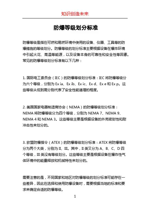 防爆等级划分标准 