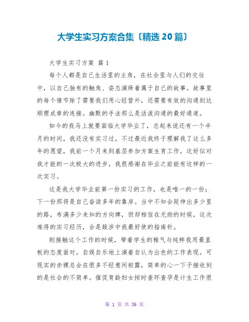 大学生实习计划合集(精选20篇)