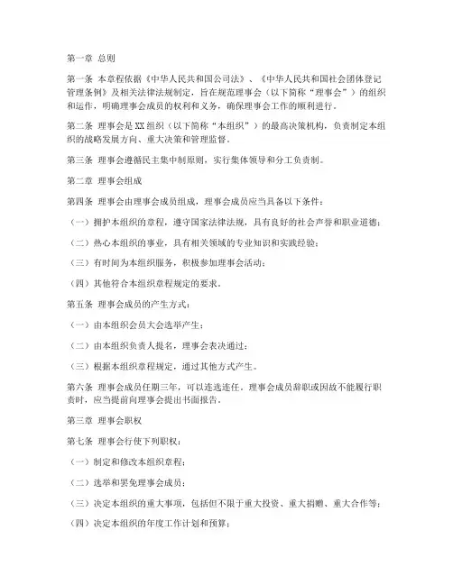 理事会章程模板