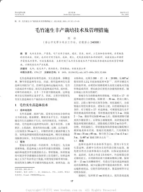 毛竹速生丰产栽培技术及管理措施