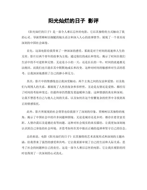 阳光灿烂的日子 影评