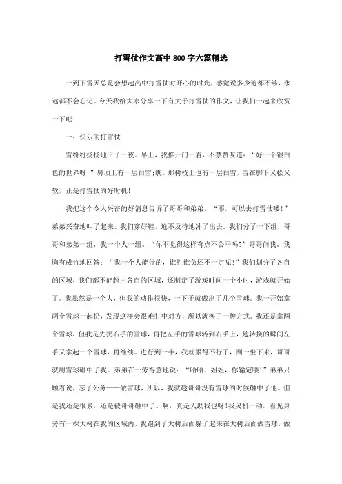打雪仗作文高中800字六篇精选