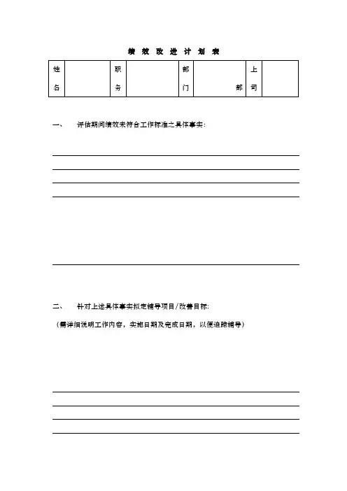 绩效改进计划表