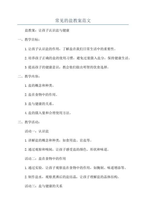 常见的盐教案范文