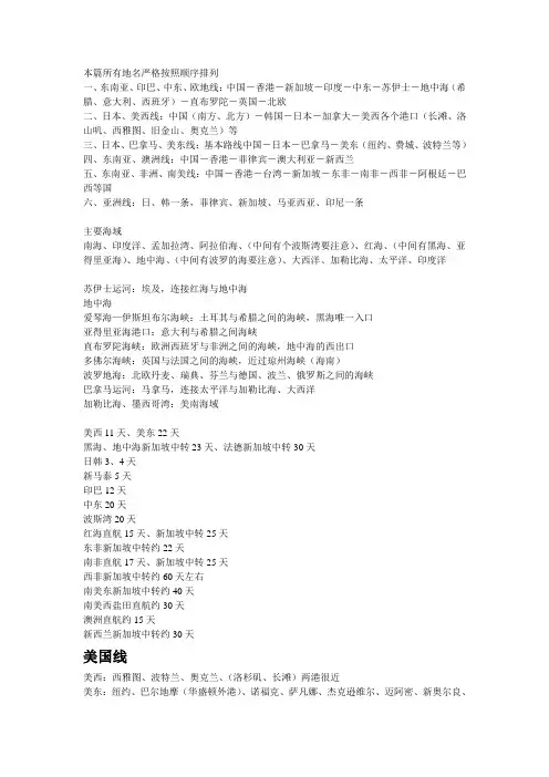 全球主要港口