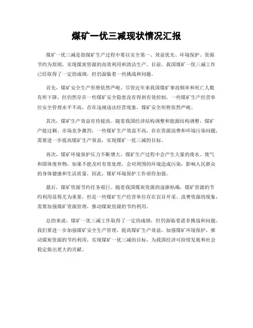 煤矿一优三减现状情况汇报