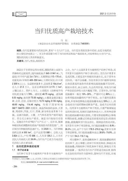 当归优质高产栽培技术