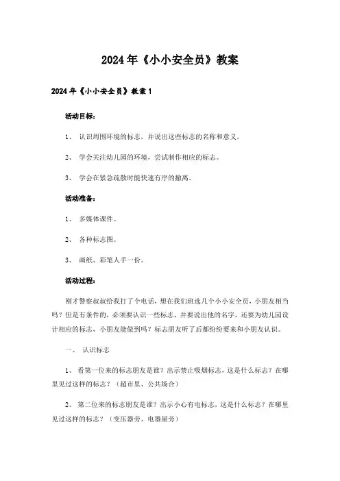 2024年《小小安全员》教案_1