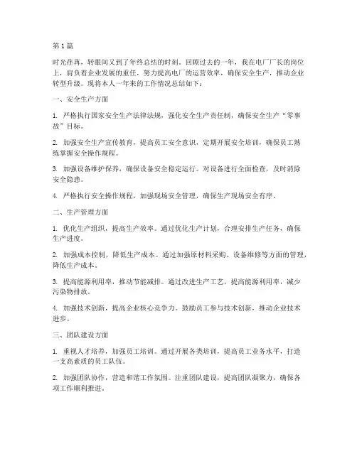 电厂厂长个人年度总结(3篇)