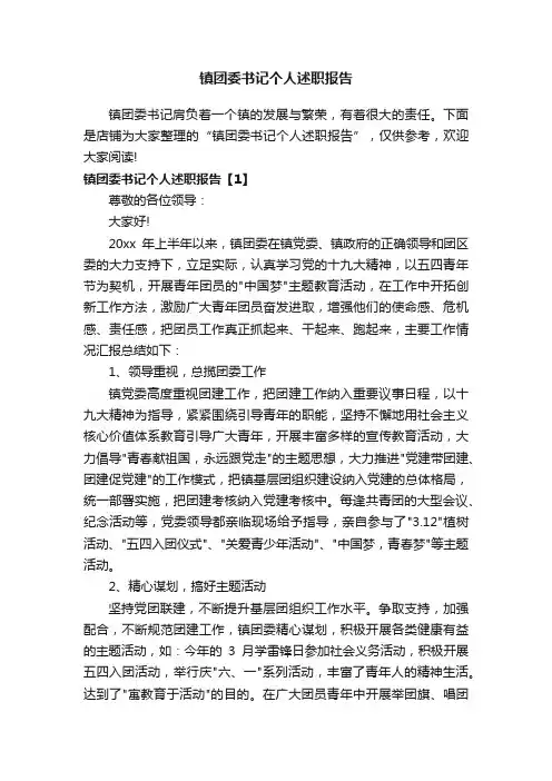 镇团委书记个人述职报告