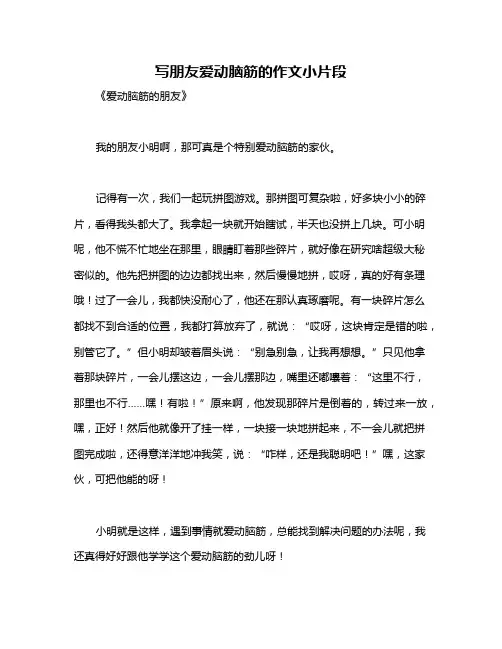 写朋友爱动脑筋的作文小片段