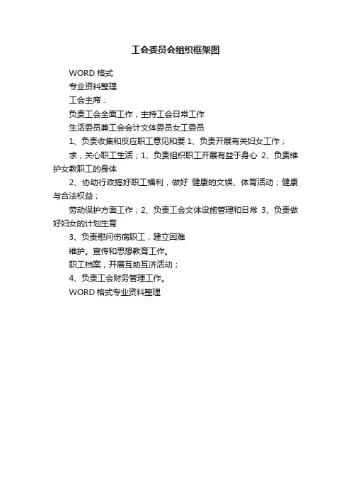 工会委员会组织框架图