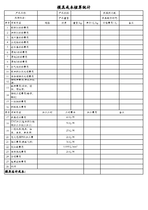 模具成本核算表