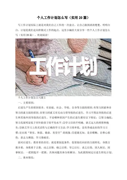 个人工作计划怎么写(实用20篇)