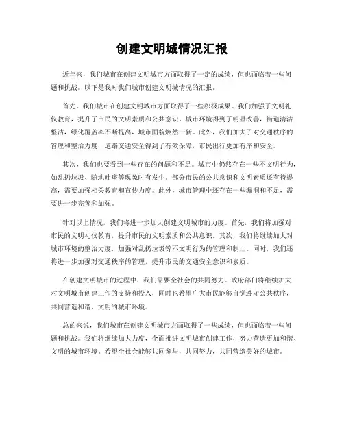 创建文明城情况汇报