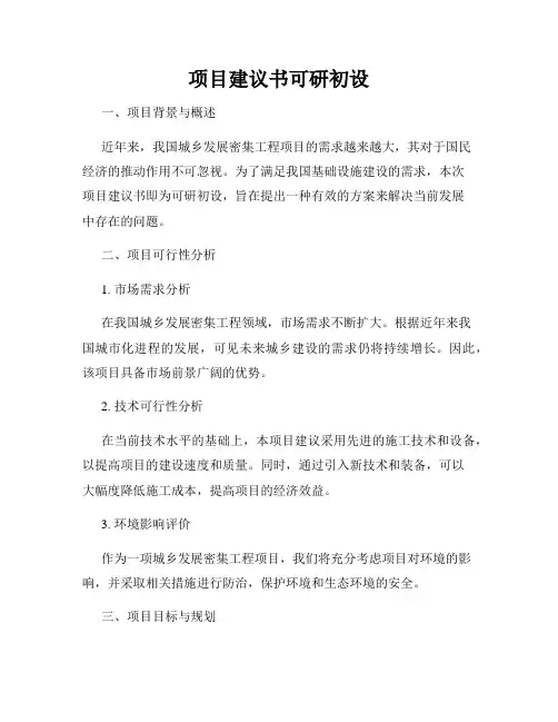 项目建议书可研初设