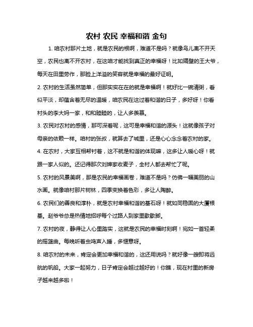 农村 农民 幸福和谐 金句