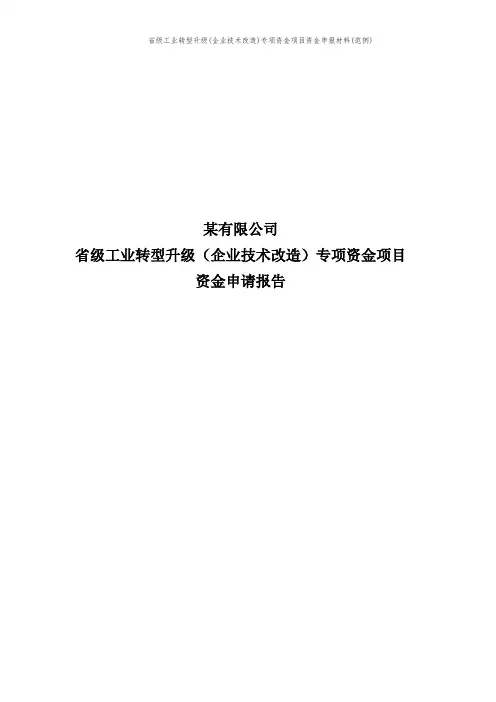 省级工业转型升级(企业技术改造)专项资金项目资金申报材料(范例)