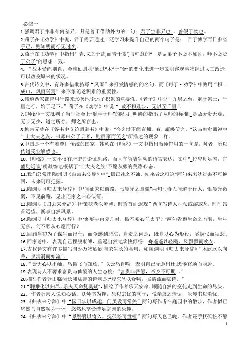 鲁教版  必修5册情景式默写(含答案)