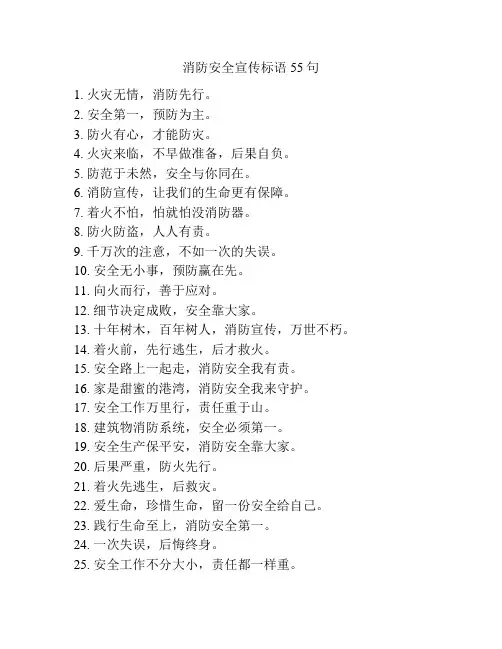 消防安全宣传标语55句