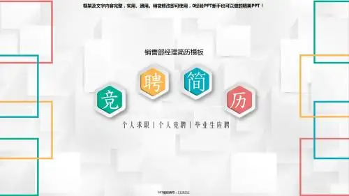 原创PPT-销售部经理简历模板