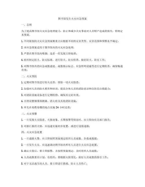 图书馆发生火灾应急预案