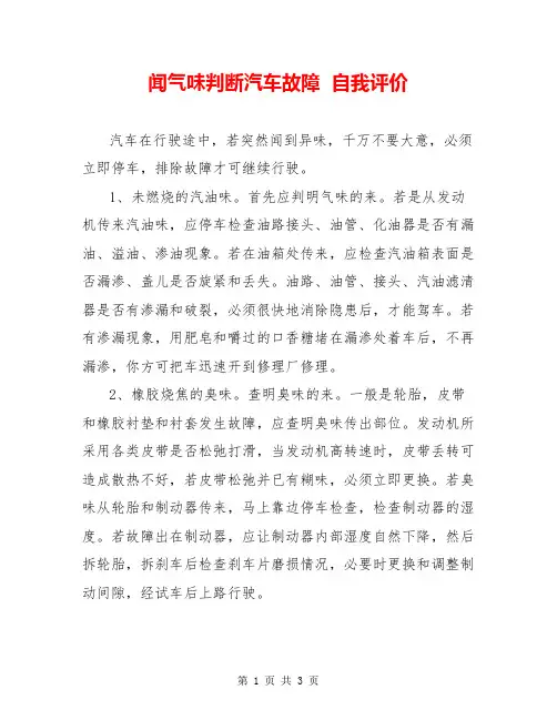 闻气味判断汽车故障  自我评价  