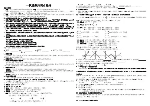 一次函数知识点总结以及一些有难度的习题
