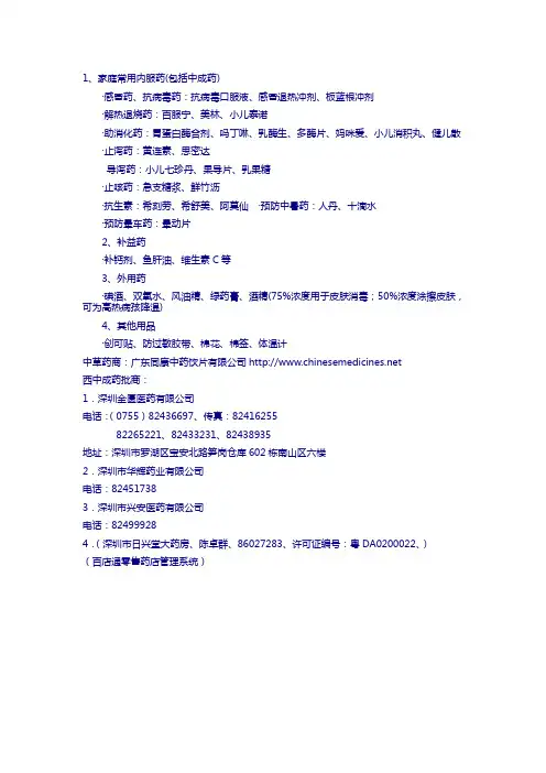 小儿常用药