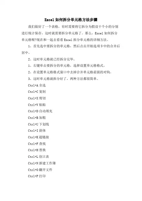 Excel如何拆分单元格方法步骤