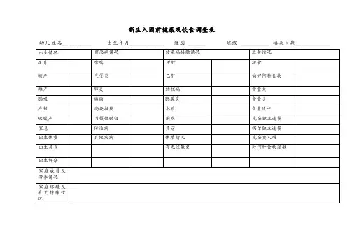 幼儿园专用表格大全(40个)