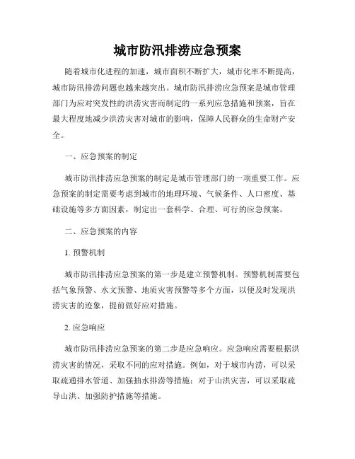 城市防汛排涝应急预案