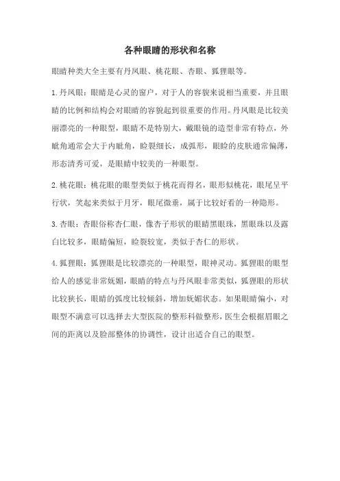 各种眼睛的形状和名称