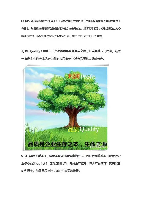 工厂管理目标QCDPSM