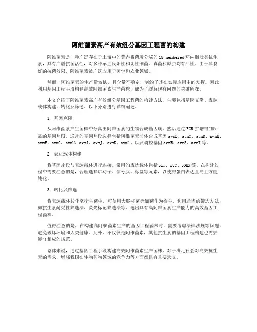 阿维菌素高产有效组分基因工程菌的构建