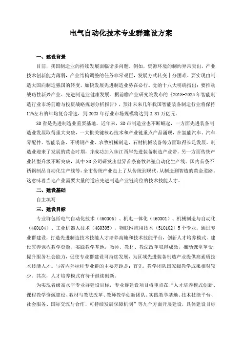 电气自动化技术专业群建设方案
