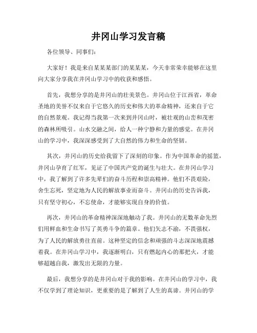 井冈山学习发言稿