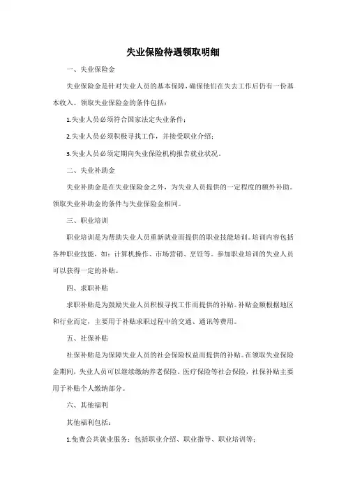 失业保险待遇领取明细