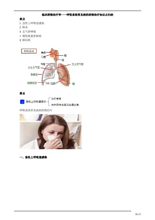 临床药物治疗学——呼吸系统常见病的药物治疗知识点归纳